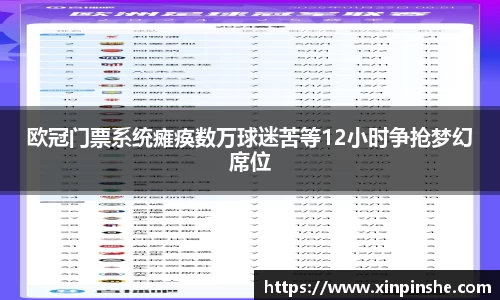 欧冠门票系统瘫痪数万球迷苦等12小时争抢梦幻席位